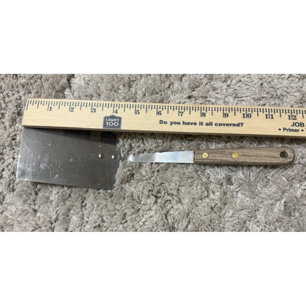 Vintage Robinson Knife Co Stainless Solid Spatula Turner Flipper Wood Handle USA